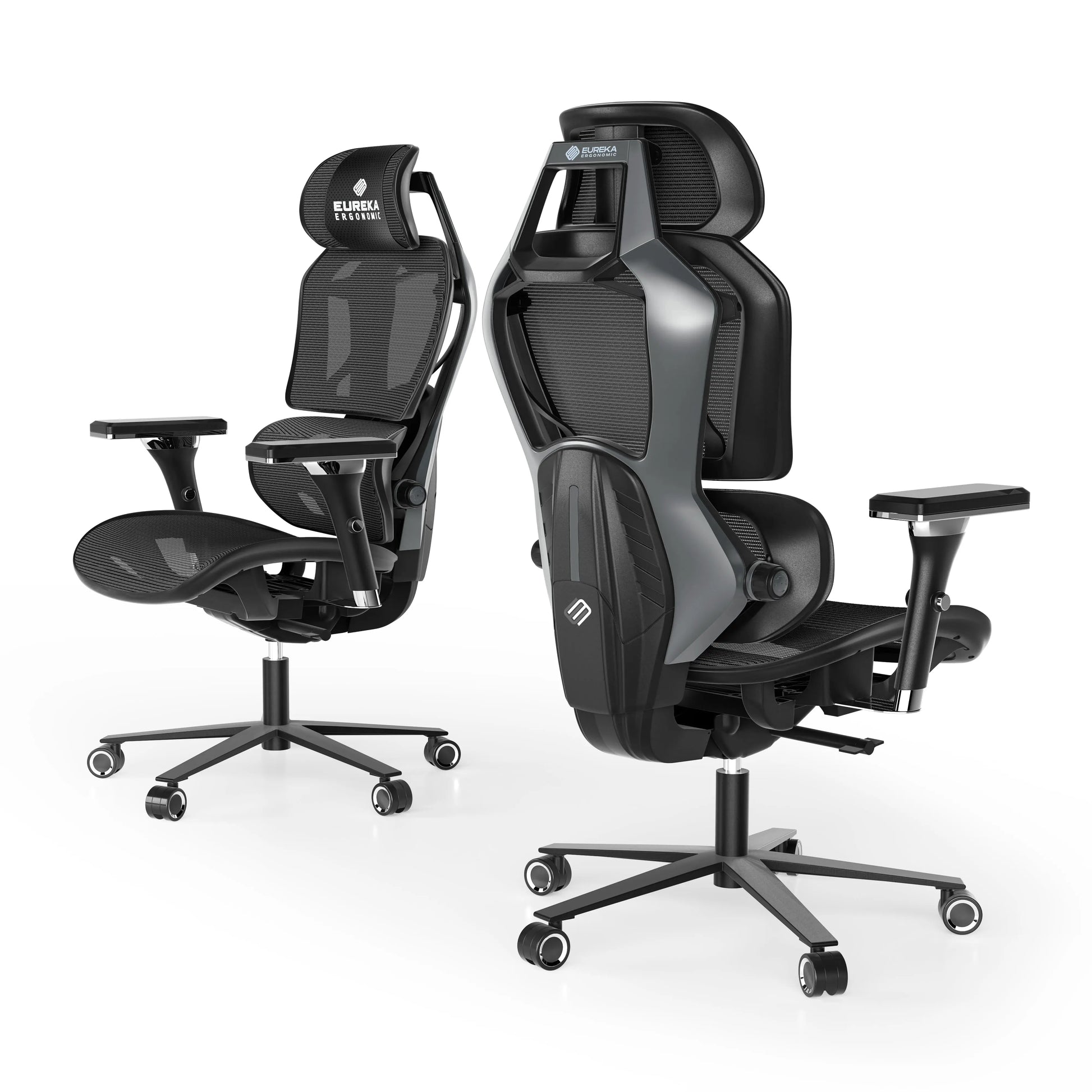Eureka Ergonomic Typhon Hybrid Gaming Chair - Black Ergonomic Chair for Gaming and Office.