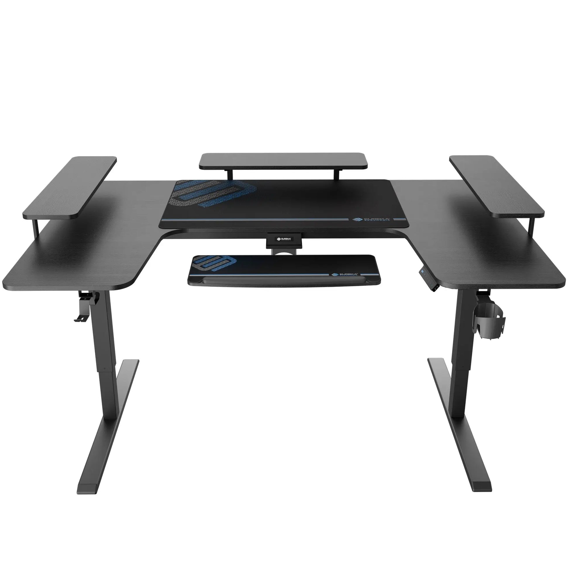 Eureka Ergonomic 74 U-Shaped Standing Desk With Accessories for Ergonomic Workspace in Black.