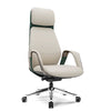 Serene Executive Office Chair With Cream Napa Leather and Dark Green Accents.