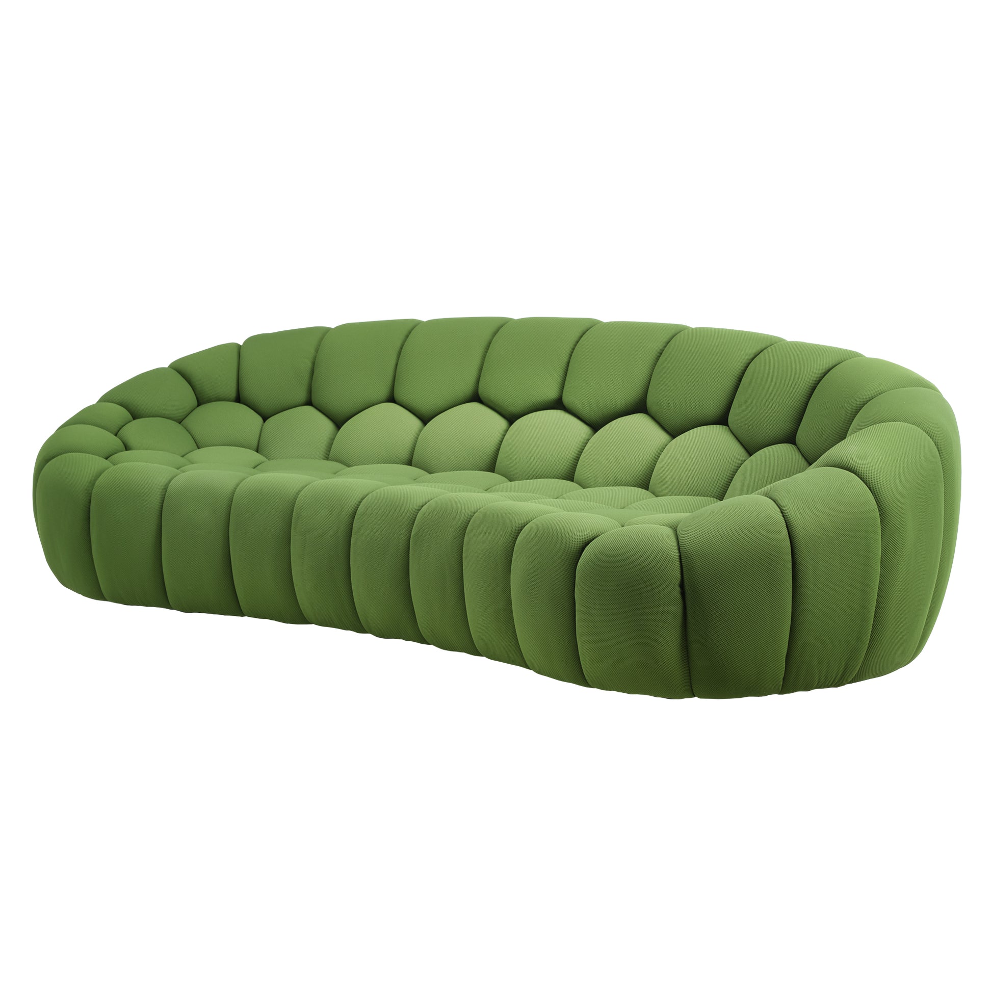 Luca Modern 3-Seater Green Sofa With Bubble Design, Honeycomb Fabric.