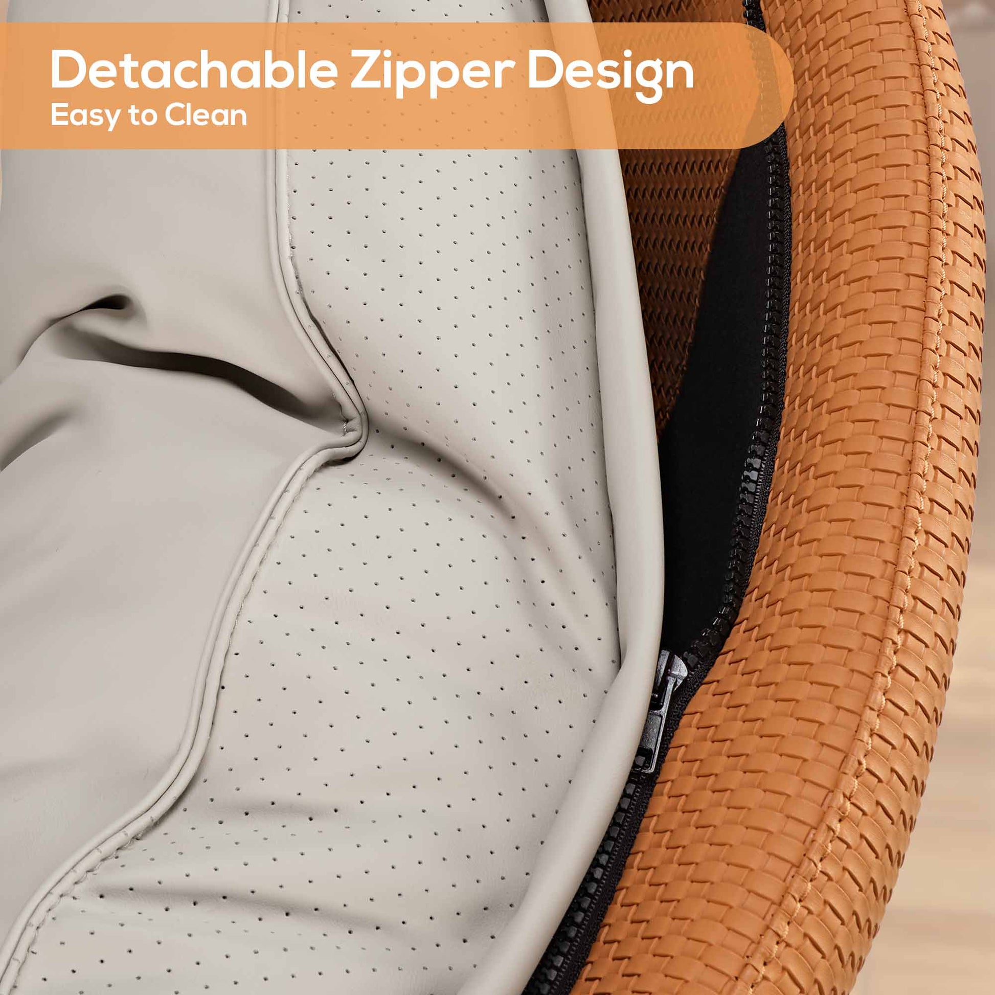 Todd Swivel Armchair With Detachable Zipper Design and Woven Side Detail.