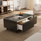 41 inch Black Smart Fridge Coffee Table with Bluetooth Speakers with Glass Top, Piano Black Sides