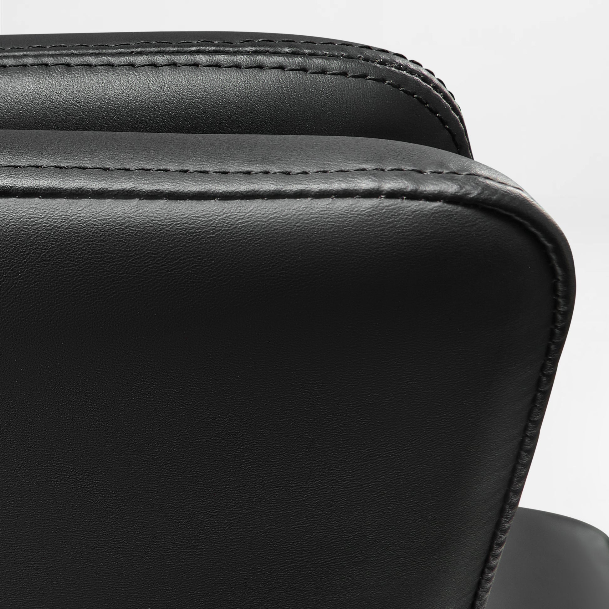 Eureka Ergonomic Black Royal Renee executive chair headrest & back detail: microfiber leather, precise stitching.