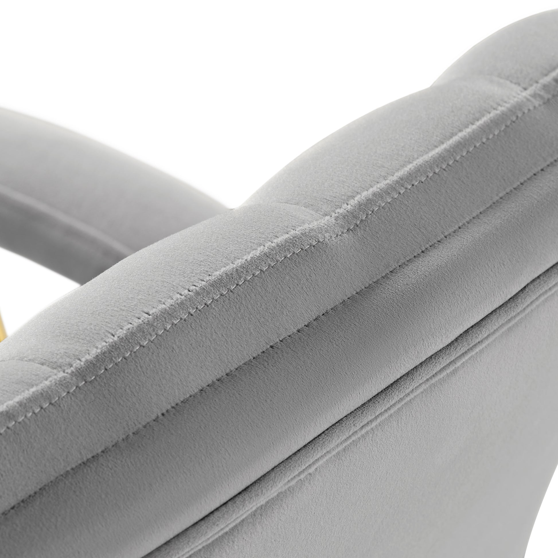 Gray Velvet Office Chair Detail, Showing Soft Texture and Stitching for a Glamorous Office Design.