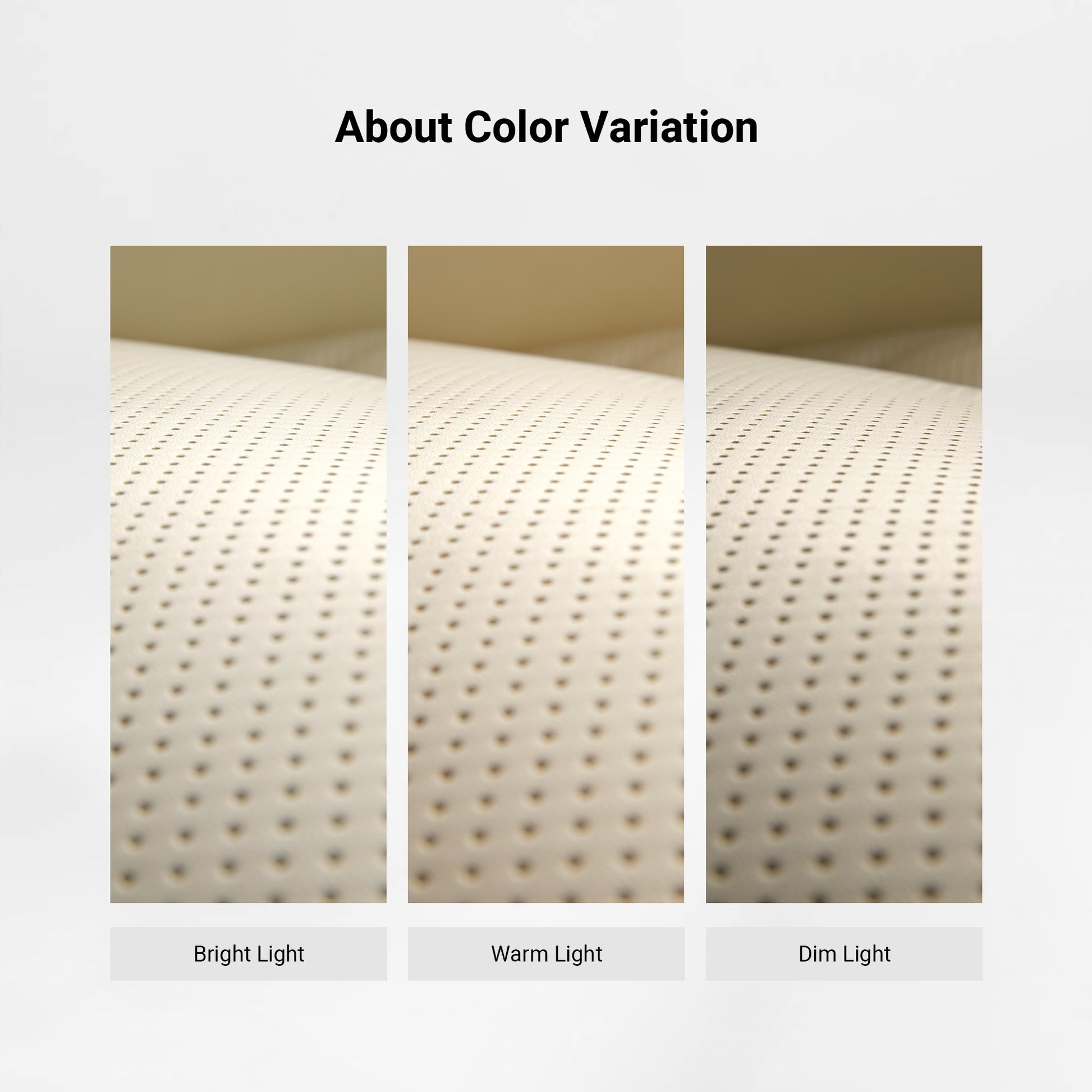 Royal Microfiber Leather Executive Office Chair – Beige Tone Variation Chart Showing Natural Color Differences.