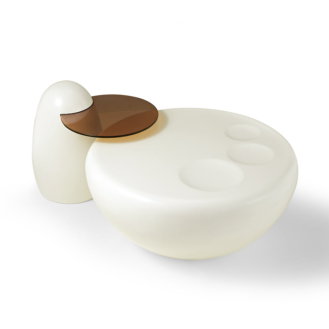 33 Abstract Cat Claw Coffee Table Set With Penguin Side Table, White and Brown Modern Design, Living Room Furniture.