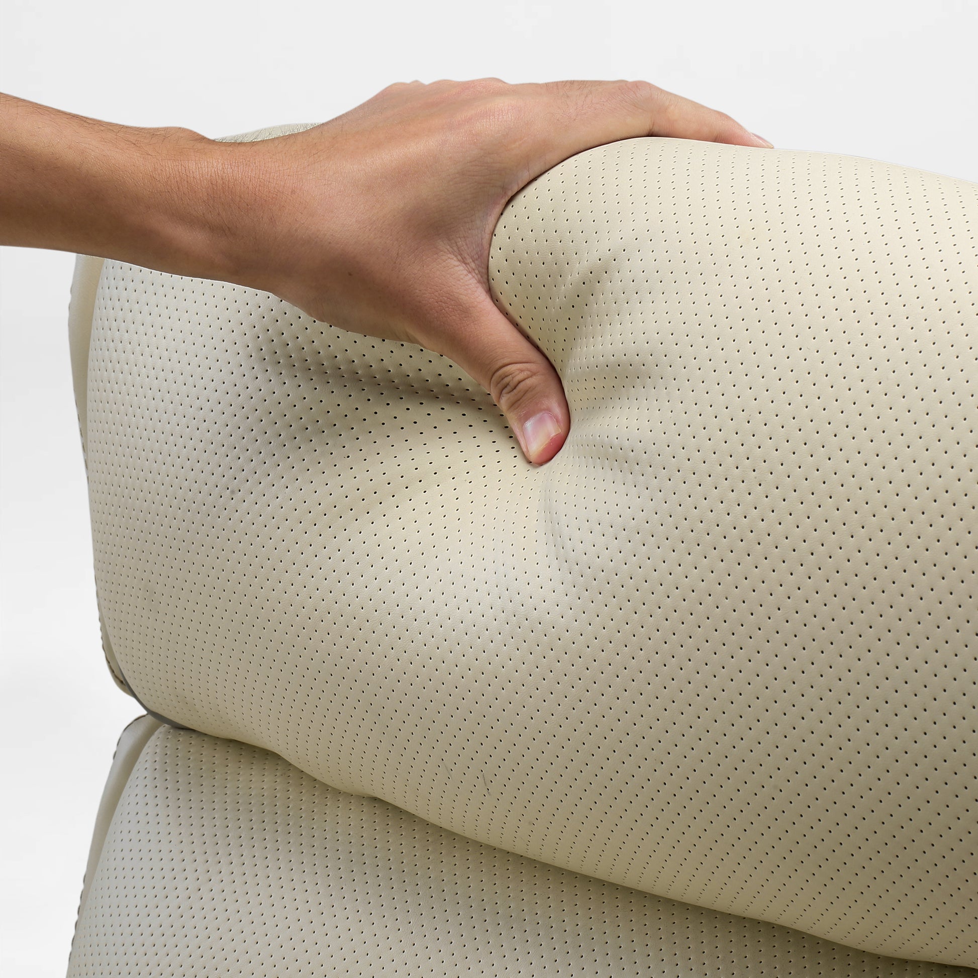 Royal Executive Office Chair - Beige Microfiber Leather With Perforated Detailing and Ergonomic Design.