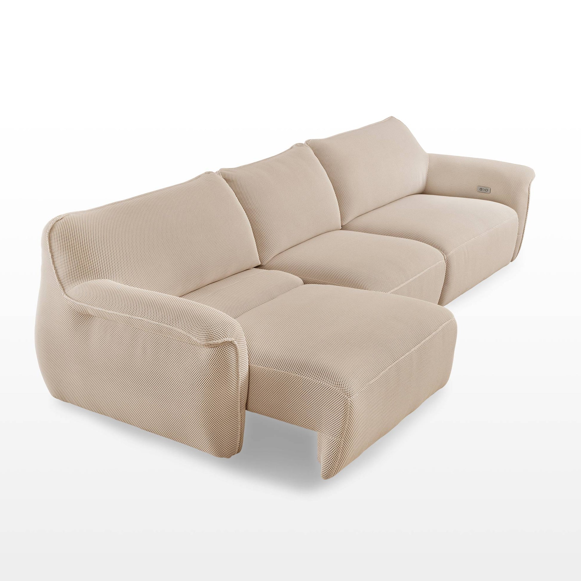 Vero Power Sleeper Sofa, Light Beige Modular Sectional With Breathable Techno 3D Mesh Fabric.