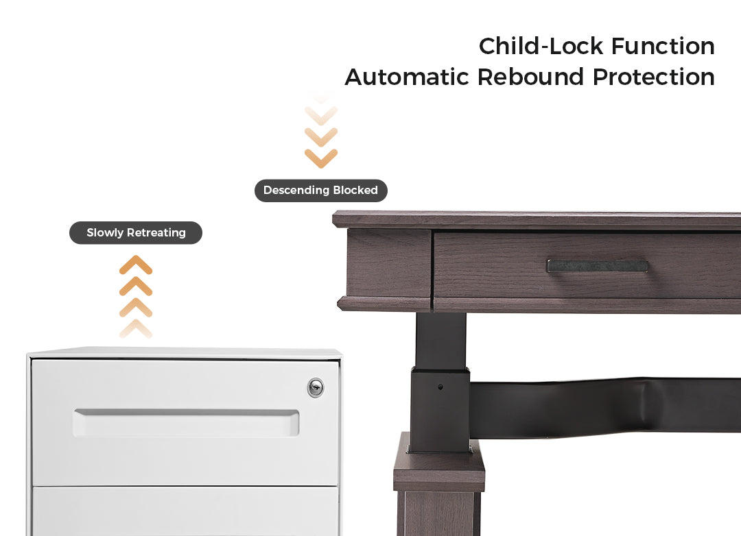 Ark X Executive Standing Desk Child-Lock Function with Automatic Rebound Protection