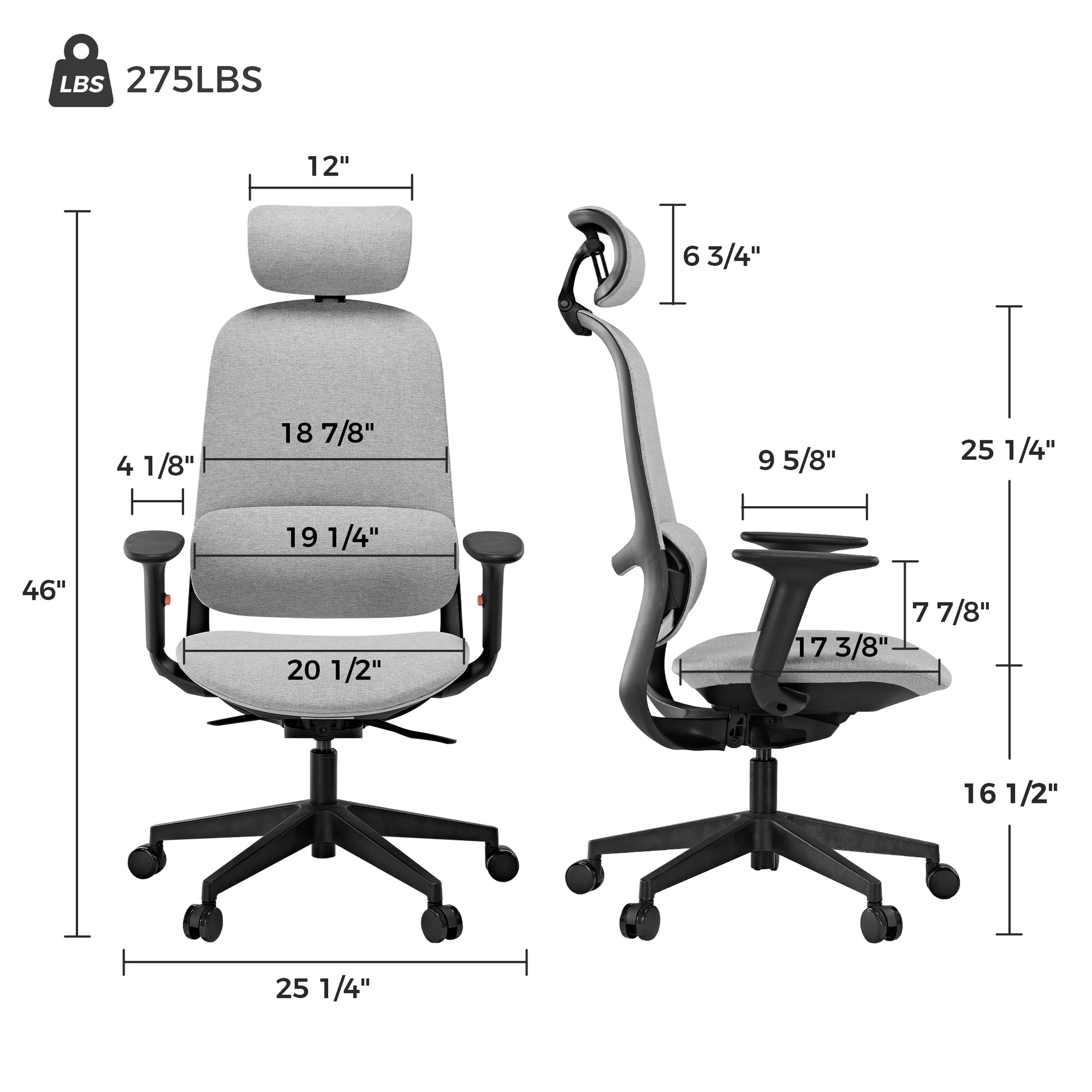 Skylar Modern Mesh Office Chair Dimensions and Weight Capacity - Gray Mesh, Ergonomic Design.