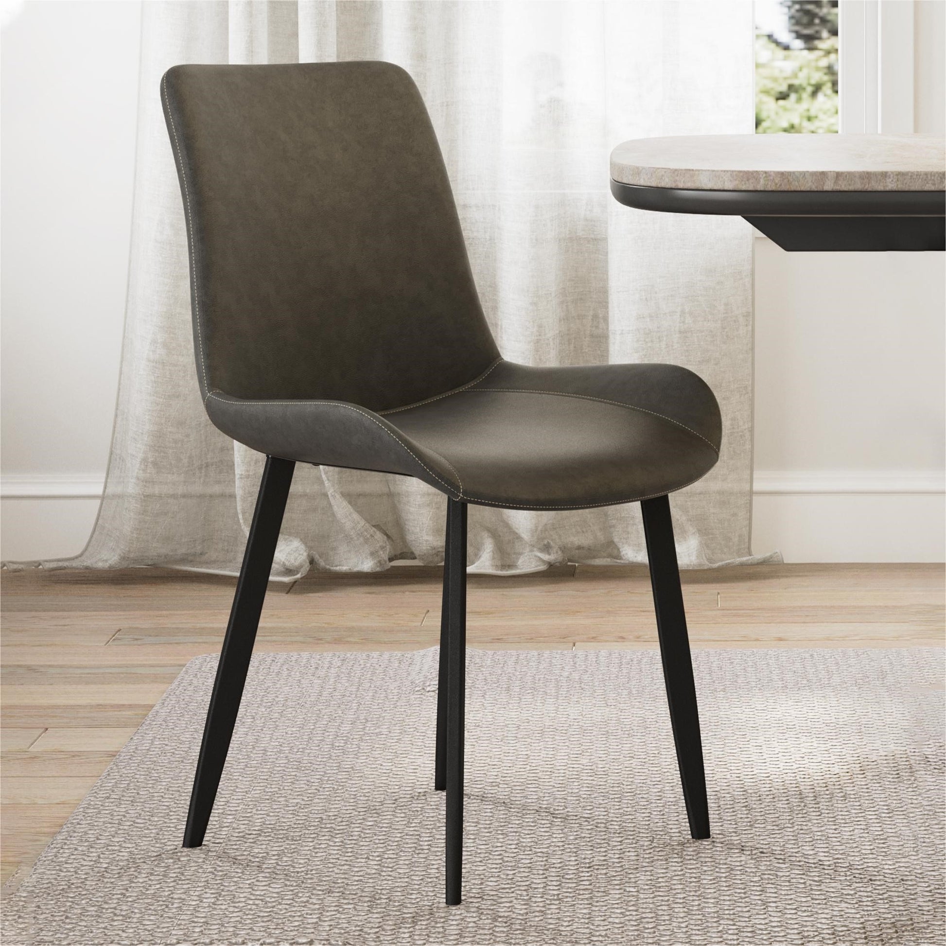 Milo Dining Side Chair in Gray With Black Legs - Modern Dining Furniture.