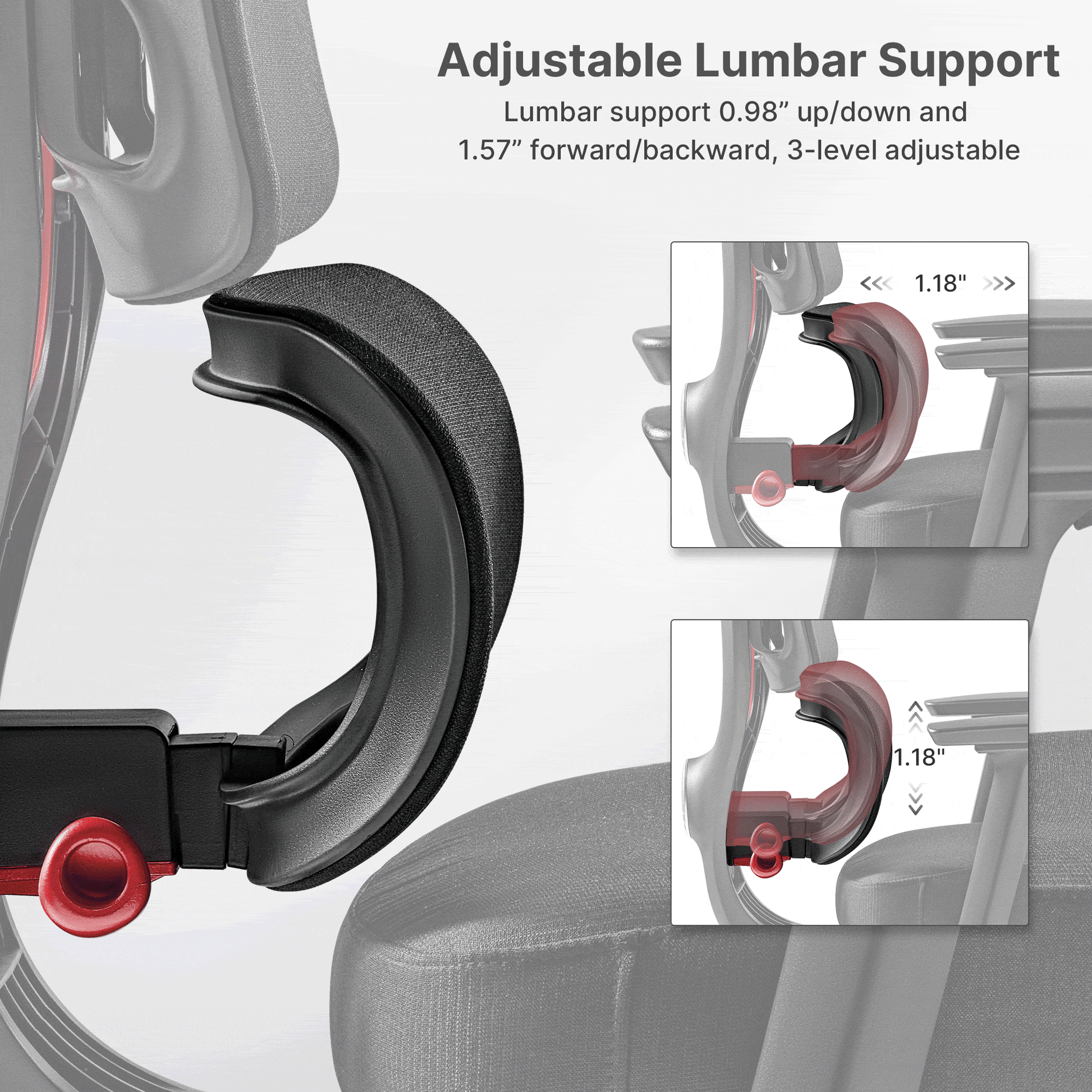 Axion red adjustable lumbar support