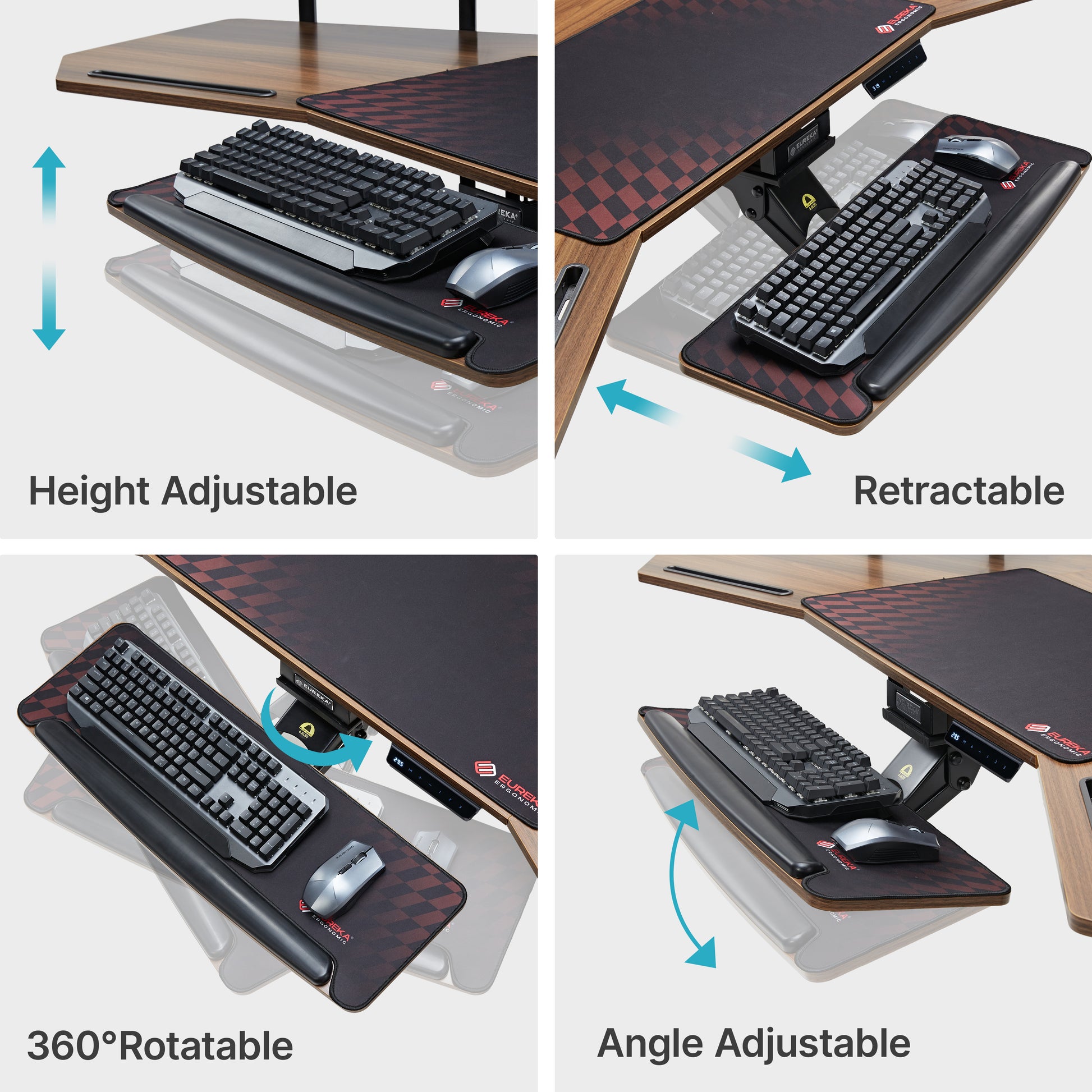 Eureka Ergonomic Aero Pro Desk With Adjustable Keyboard Tray: Height, Retract, Rotate, and Angle.
