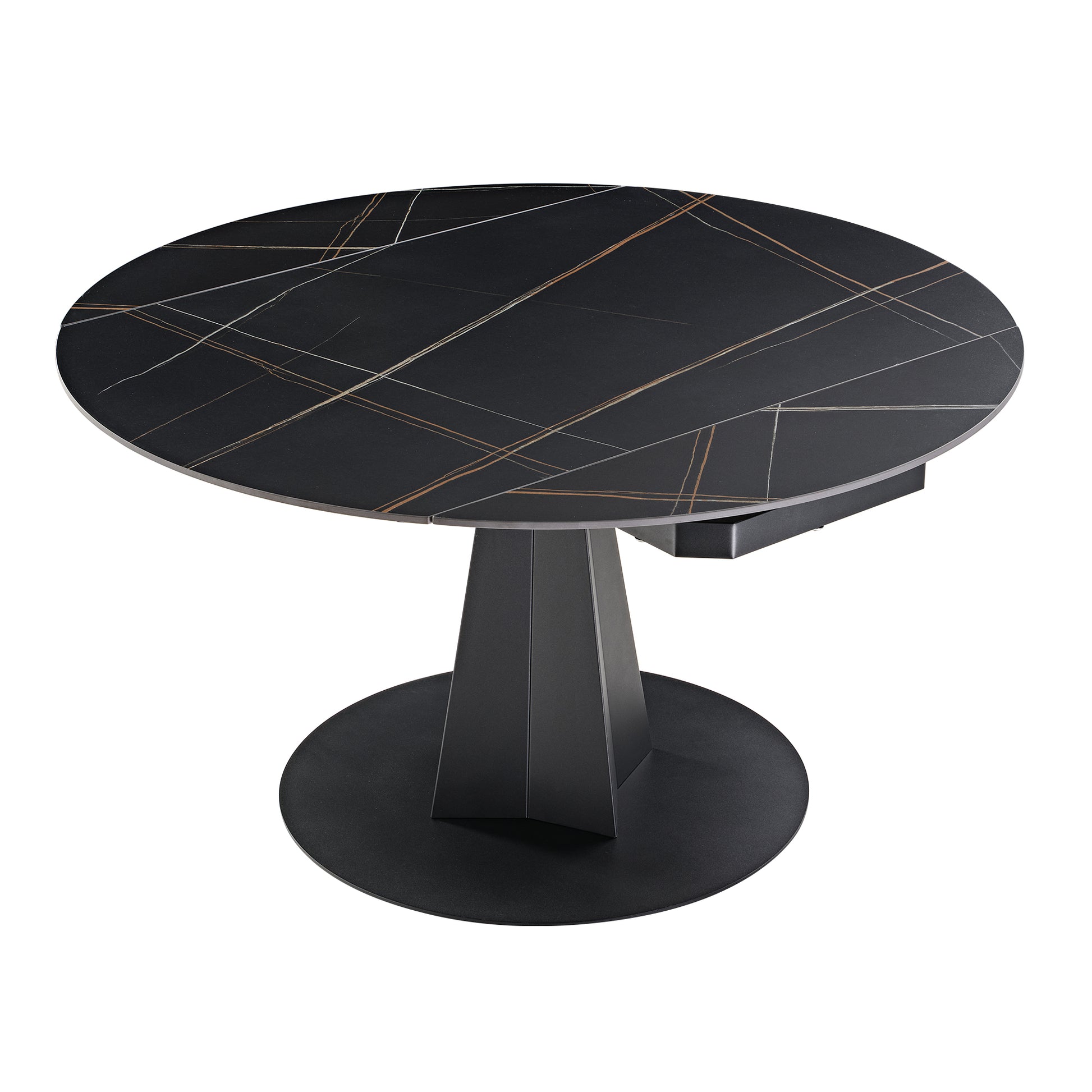 53 inch Round Extending Dining Table with Black Base, product image