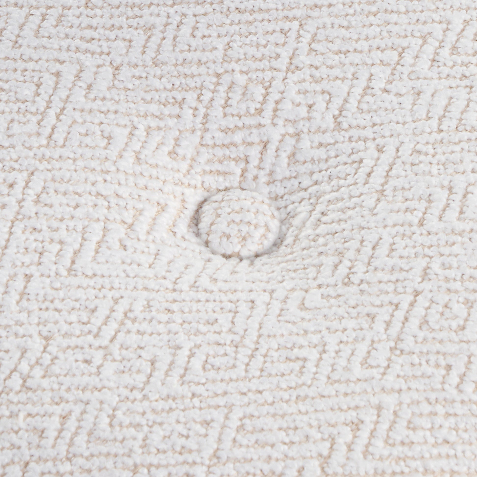 Nibbles Upholstered Dining Chair Detail: White Geometric Fabric and Button.