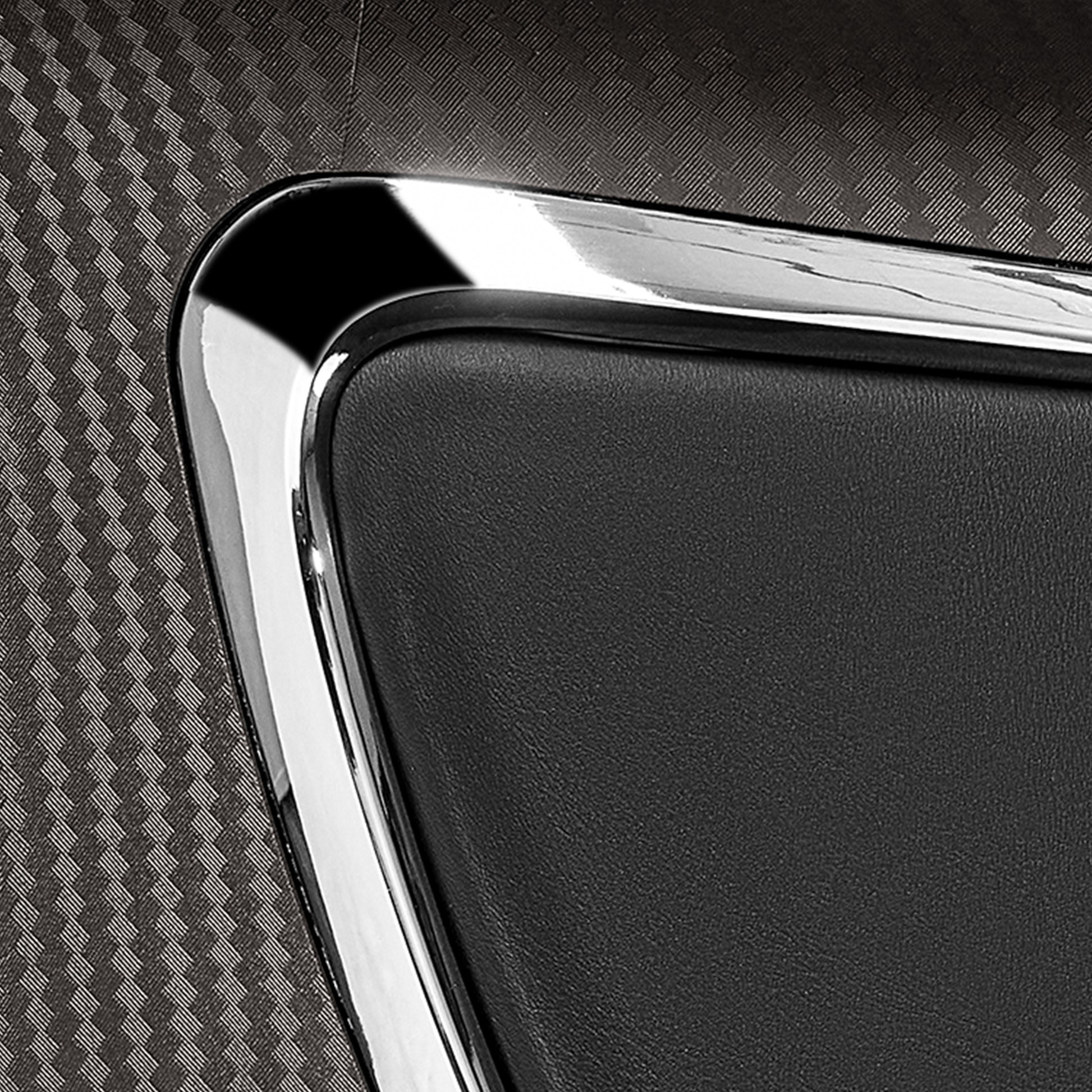 Eureka Ergonomic Royal Renee executive office chair black microfiber armrest detail with polished chrome trim.