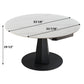 53 inch White Round Extending Dining Table with Black Base, Product Dimensions