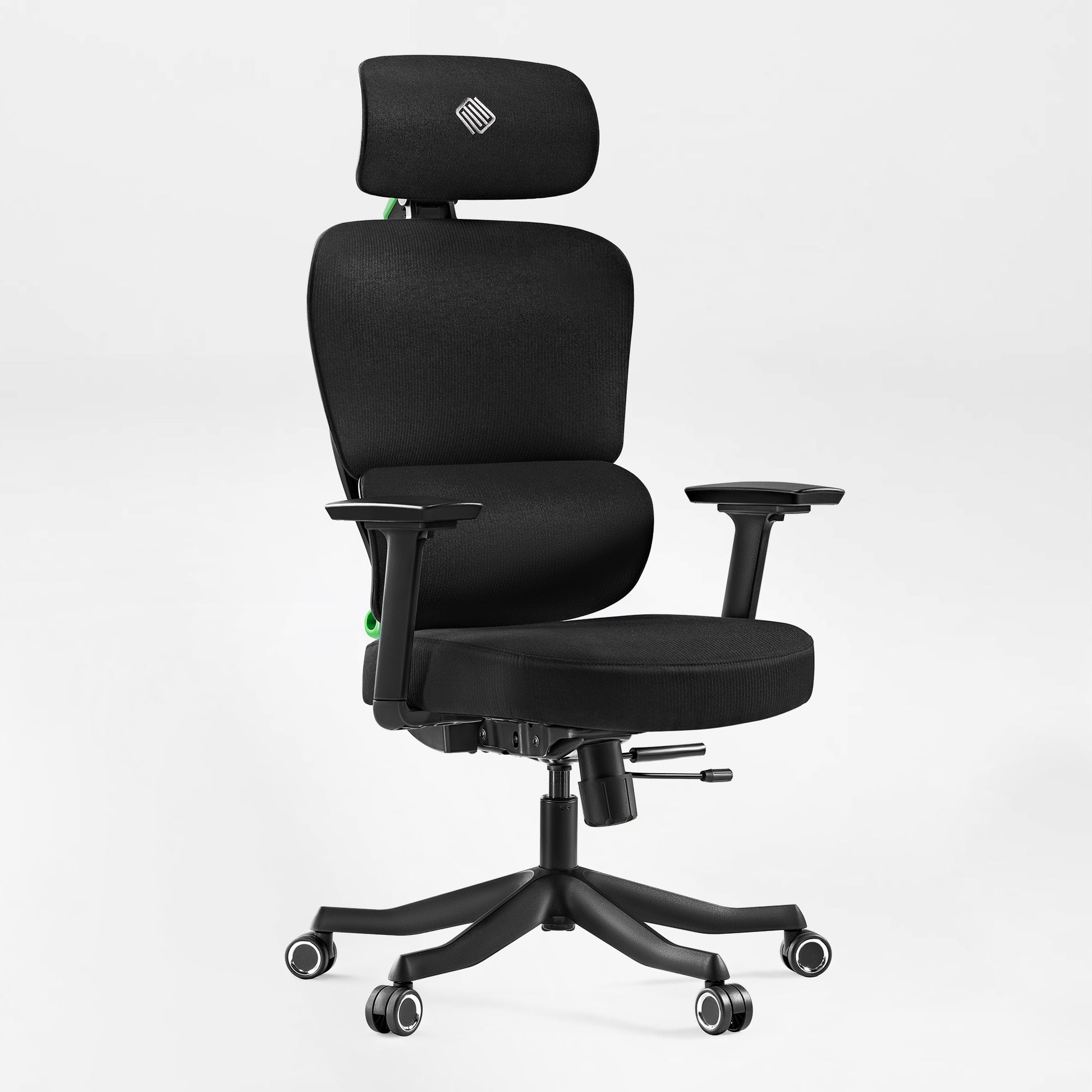 Axion side angle view of chair,green, fabric