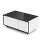 41 inch White Smart Fridge Coffee Table with Bluetooth Speakers with Glass Top, Product Image