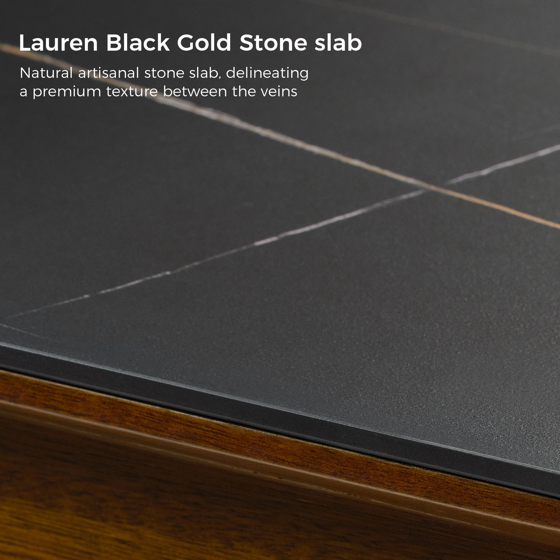 Eureka Ergonomic Ark Pro Desk With Lauren Black Gold Sintered Stone Top, Highlighting Natural Texture and Design.