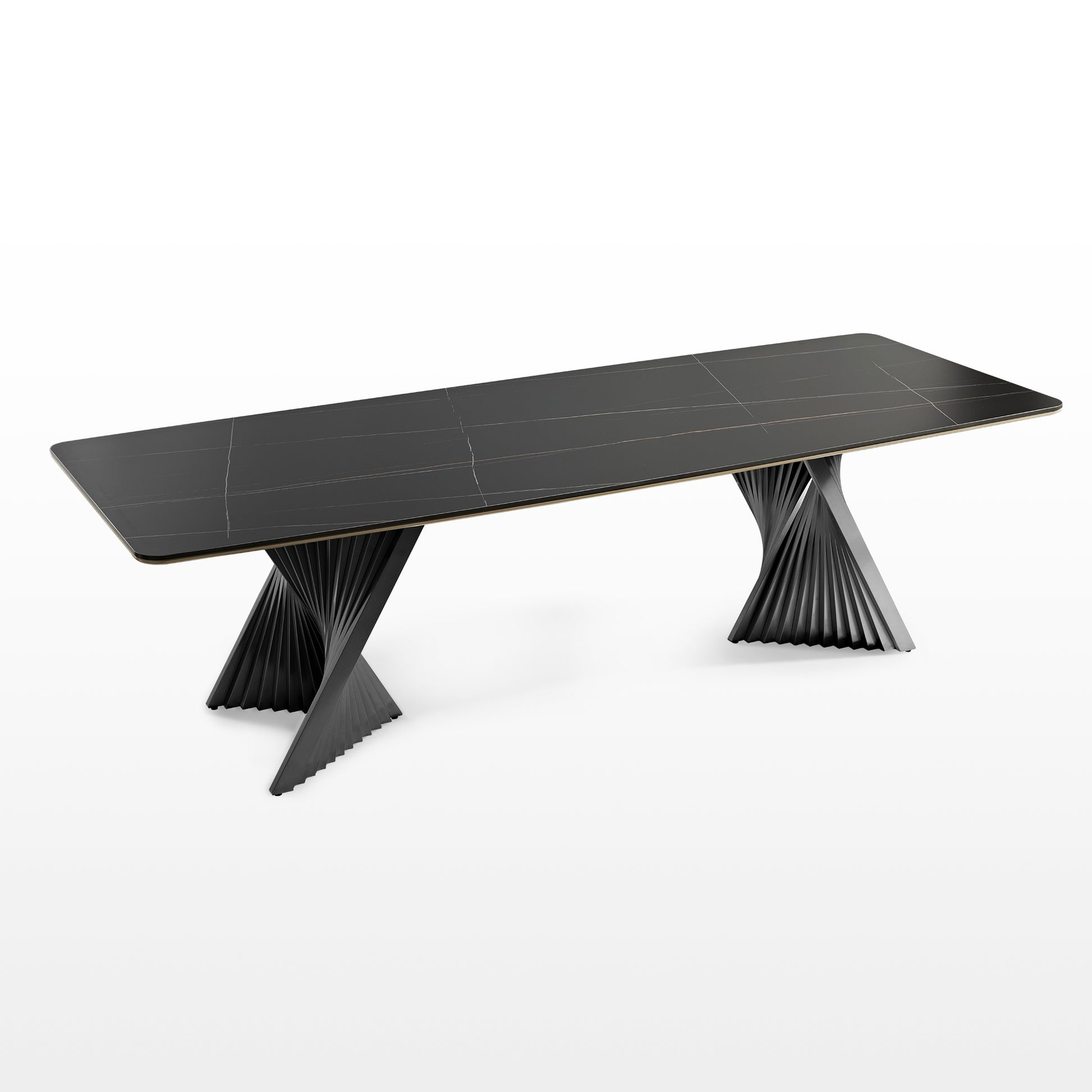 Eureka Ergonomic 105'' black dining table white background