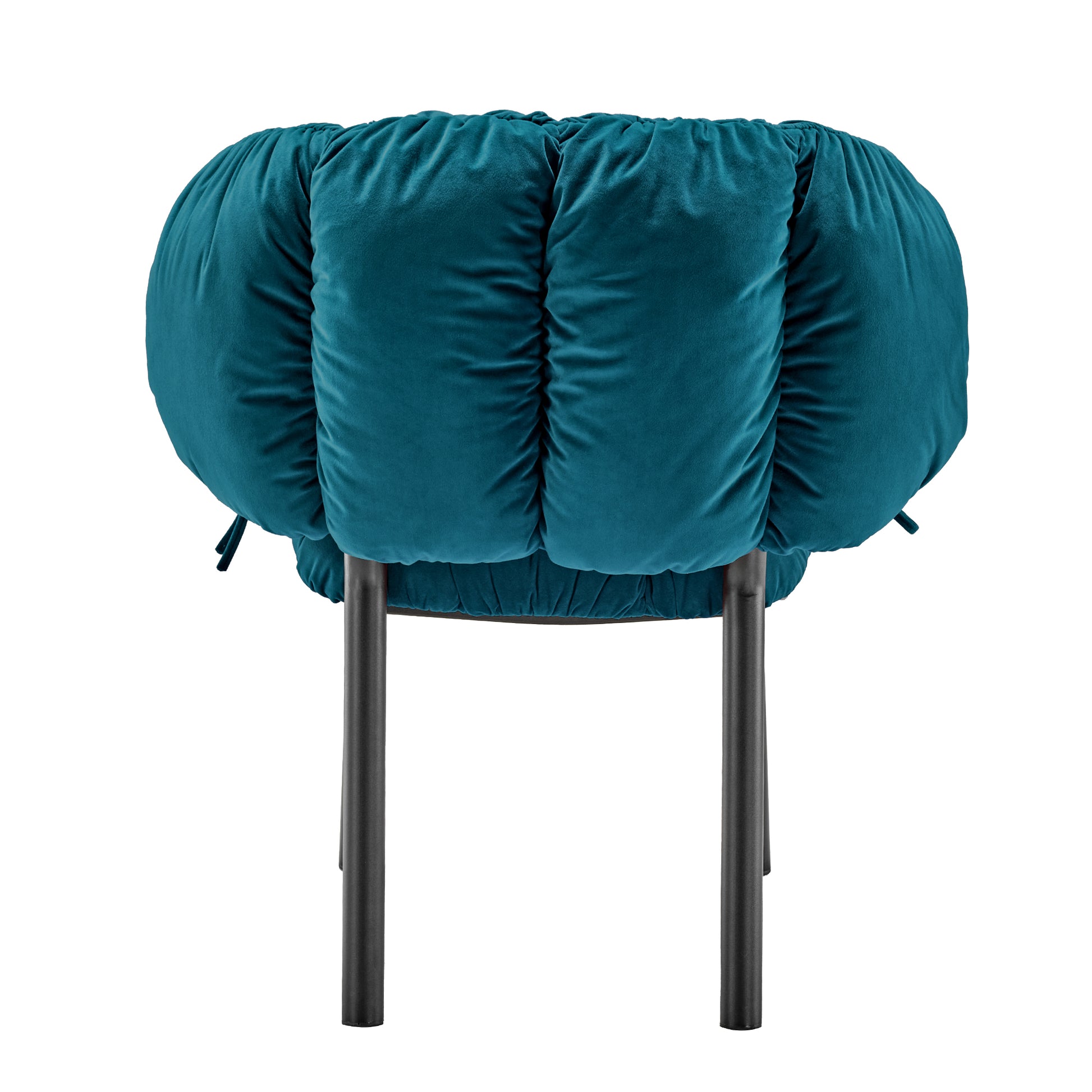 Teal Rlesana Velvet Dining Chair, Petal Back Detail. Luxurious Dining Room Furniture.