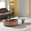 36" Round & Special-shaped Coffee Table with Side Table Set - White & Black