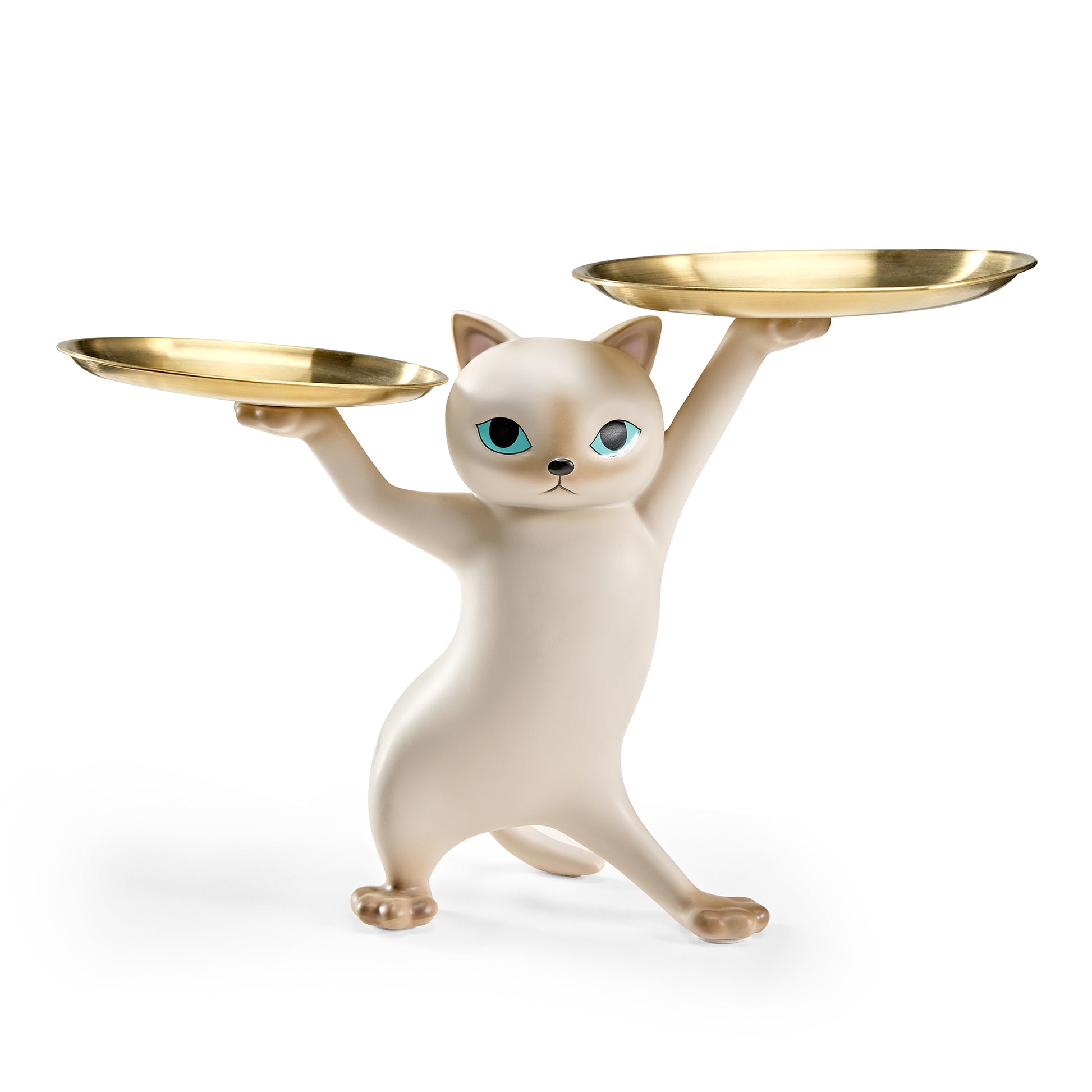 Enchanting Cat Side Table With Dual Trays, Beige Cat-Shaped Design, and Stylish Home Decor.
