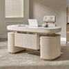 Opal Executive Office Desk (66"x29") - Cream (Sintered Stone & Birch Wood Veneer)
