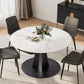 53 inch Round Extending Dining Table with White Base, Lifestyle Image Open