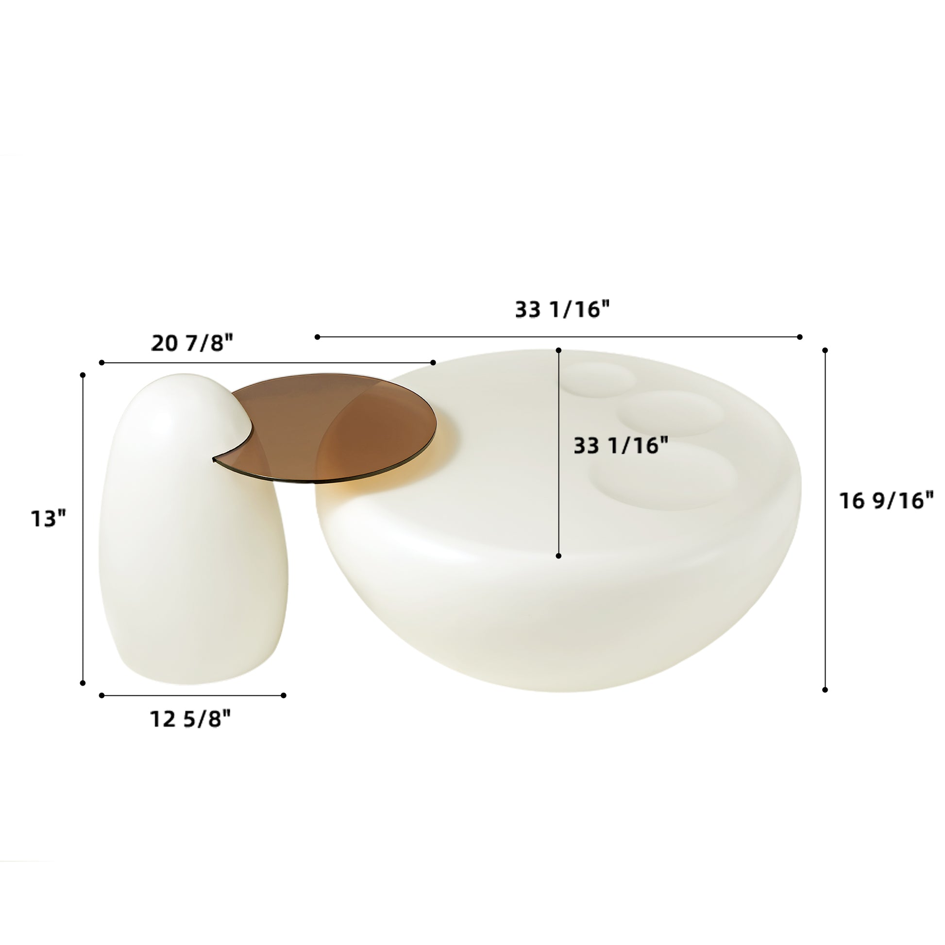 33 Abstract Cat Claw Coffee Table Set With Dimensions. White, Modern Living Room Furniture.