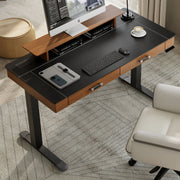 Eureka Ergonomic saddle leather standing desk with monitor shelf