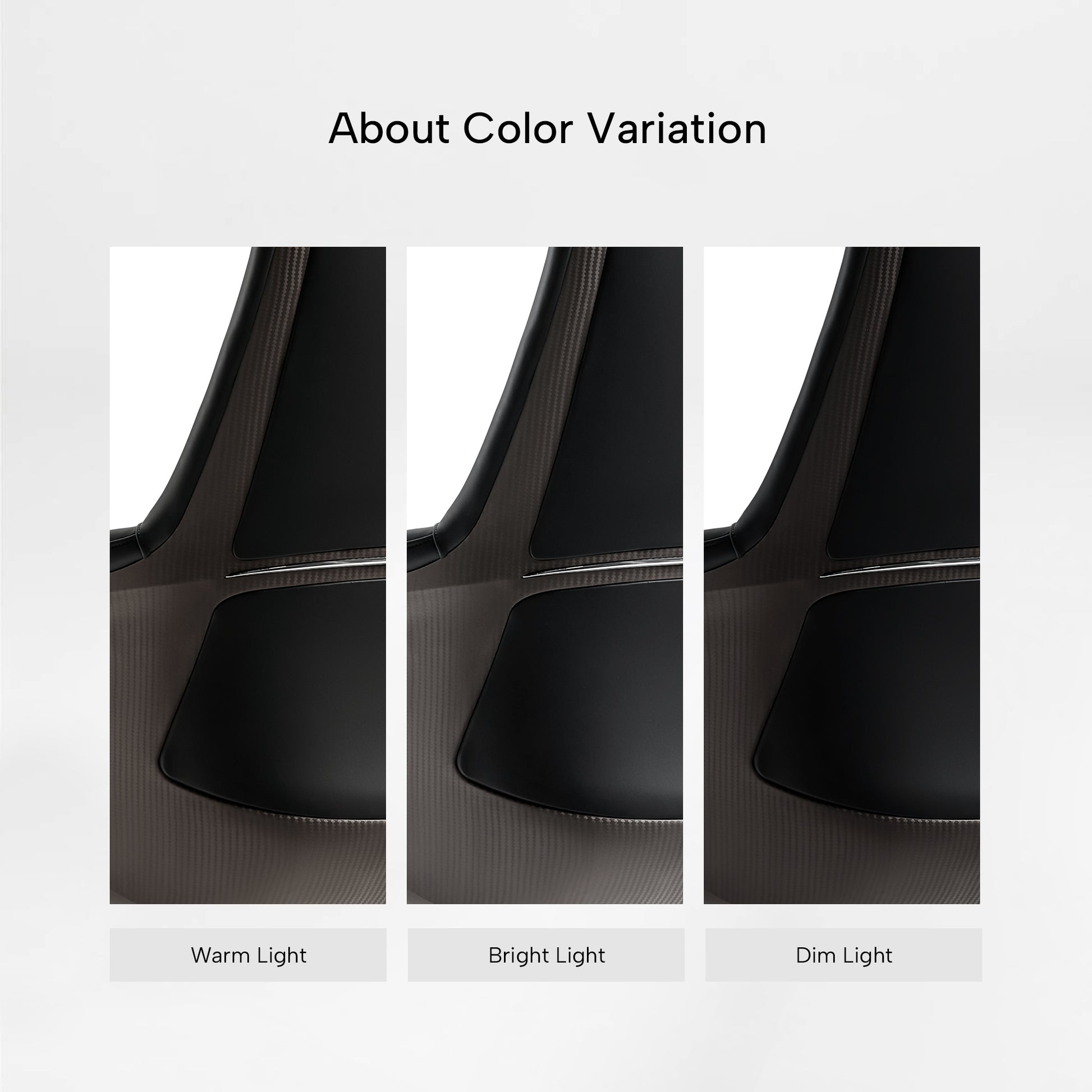 Eureka Ergonomic Royal Renee ergonomic executive office chair backrest showing microfiber leather color variation under different lights.
