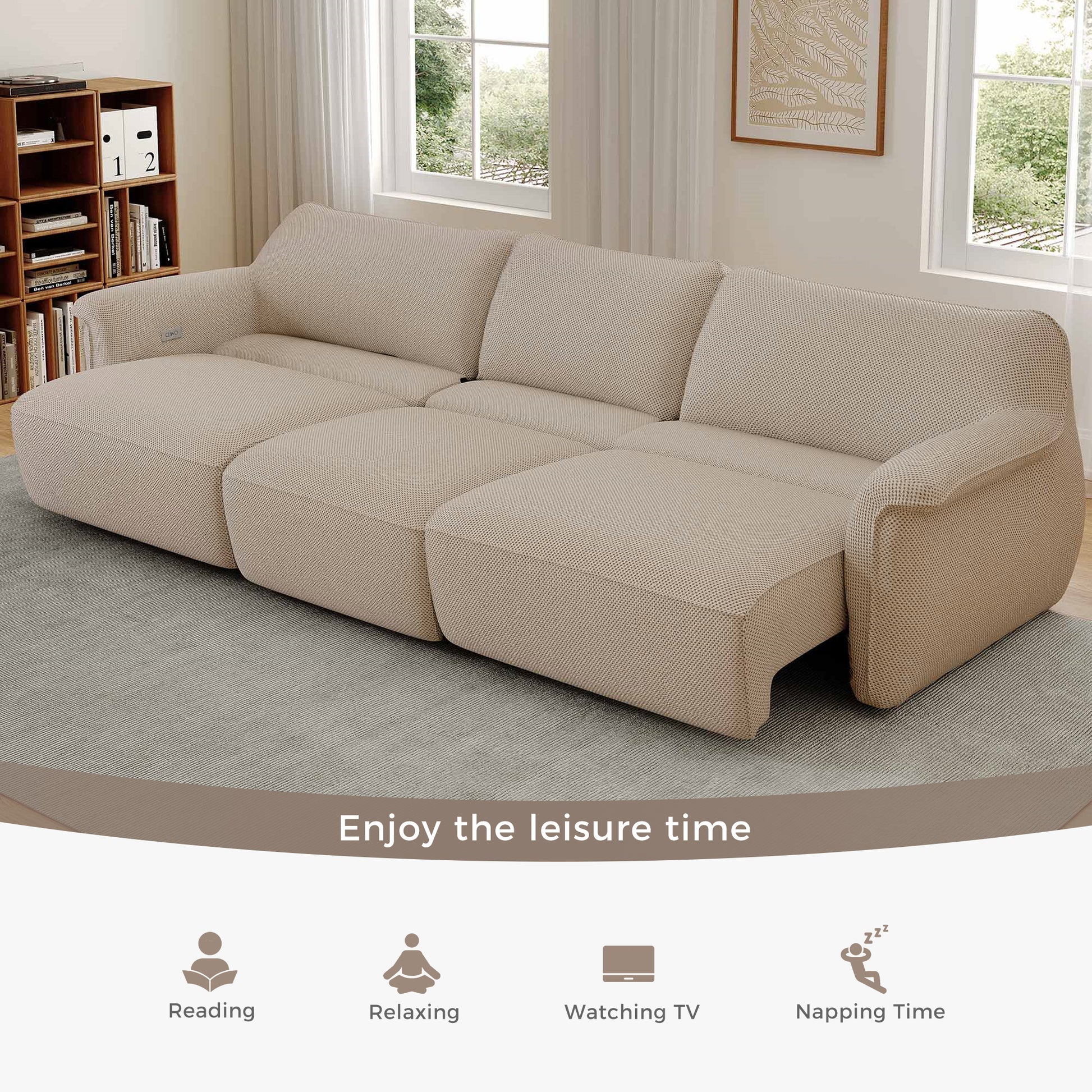 Vero Power Sleeper Sofa in Light Beige With Modular Design, Perfect for Modern Living, Enjoy the Leisure Time.