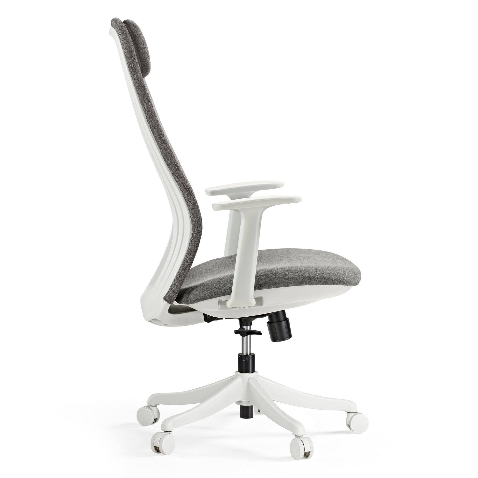 Skylar-Lite Duo Hue Ergonomic Office Chair With Grey Woven Fabric and White Frame.