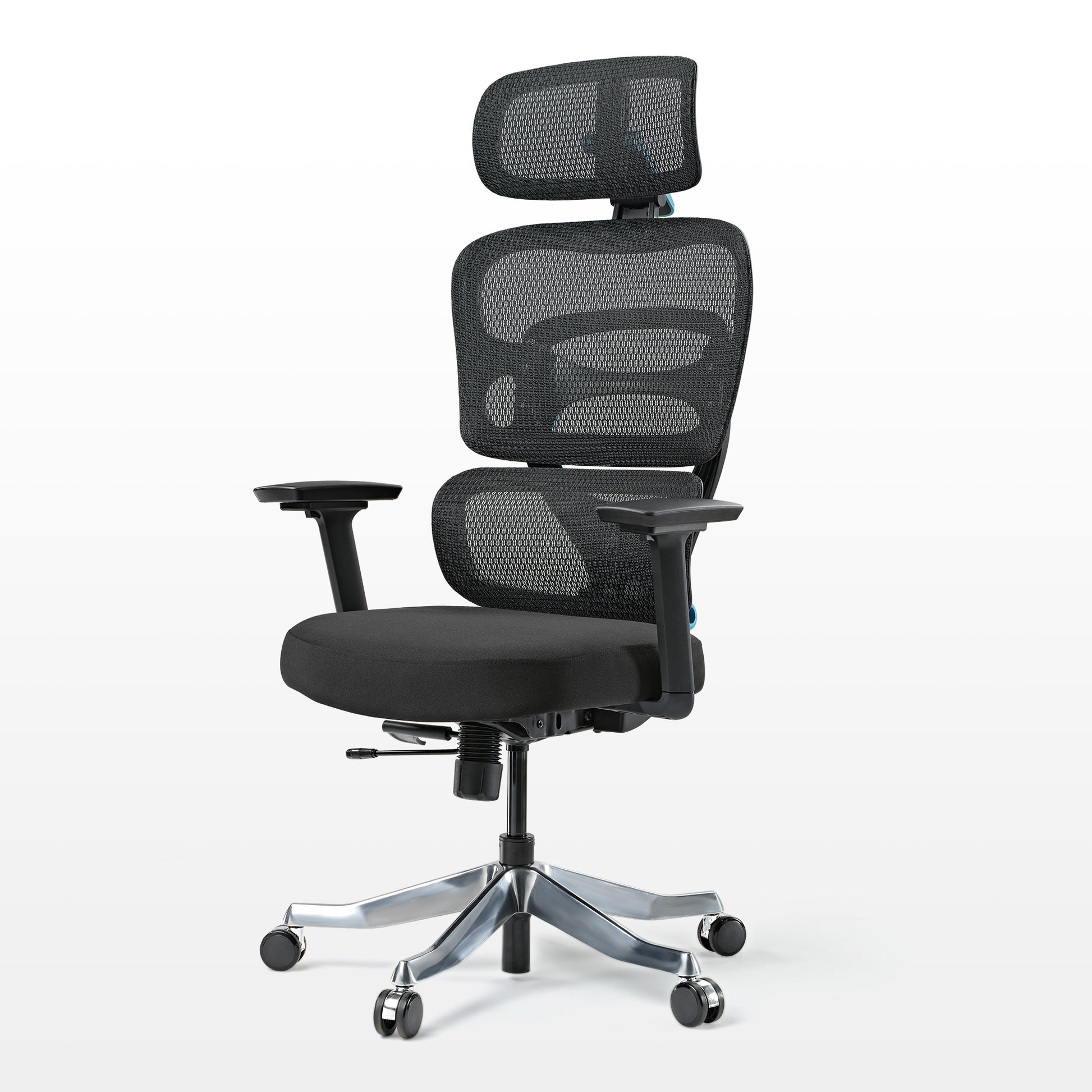 Axion Ergonomic Hybrid Chair, Black Mesh Back and Seat, Ergonomic Design, Adjustable Headrest.