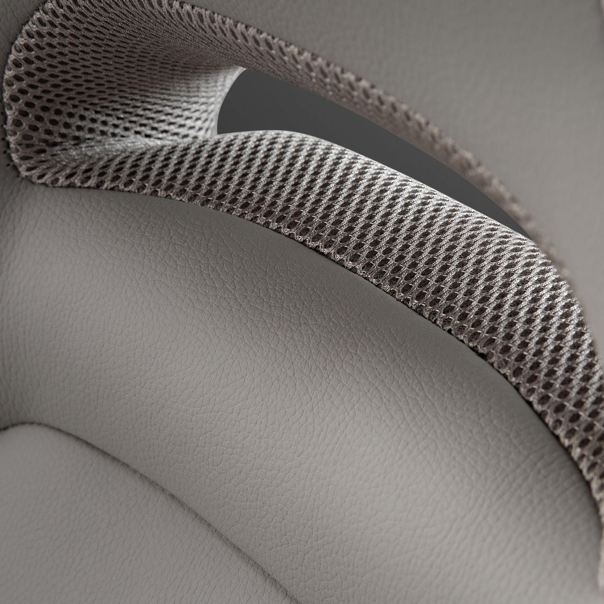Eureka Ergonomic Vortex Gaming Chair Detail, Breathable Mesh and Grey Pu Leather, Ergonomic Design.
