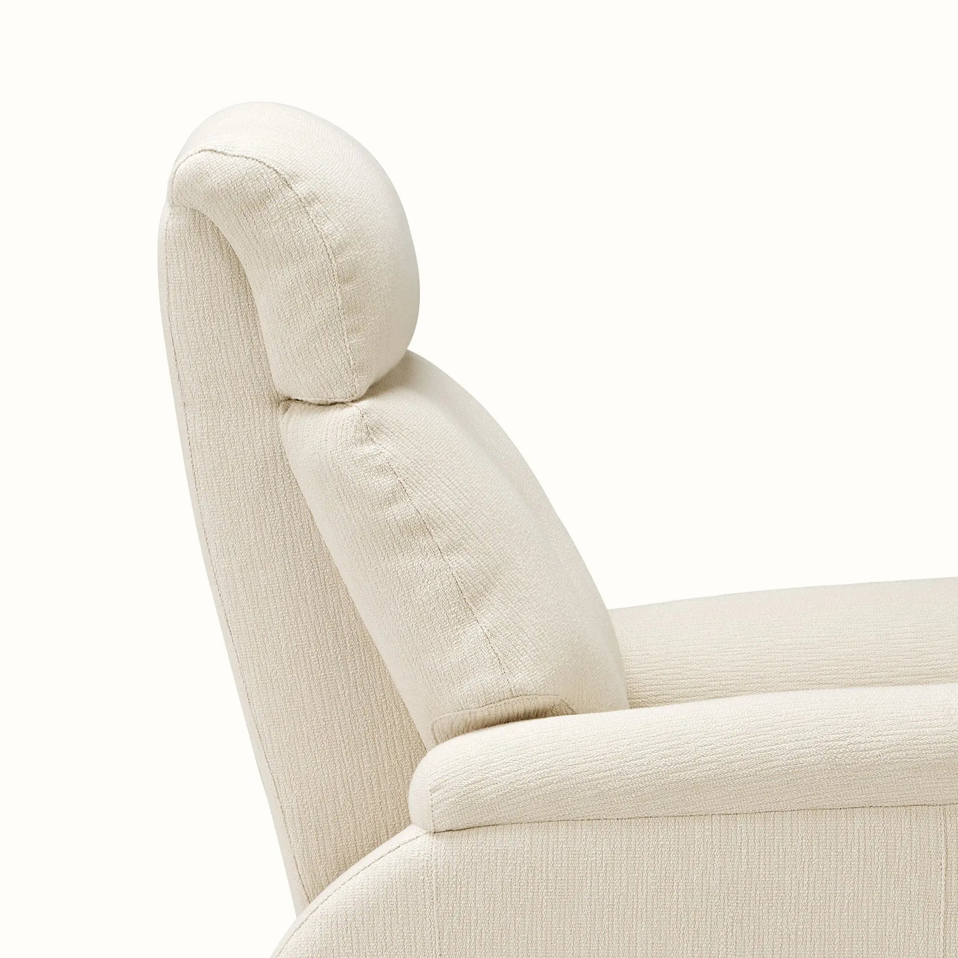 Beige Cotton-Linen Fabric Detail On Henry-Armrest Power Recliner Back and Armrest, Zero-Gravity Comfort.