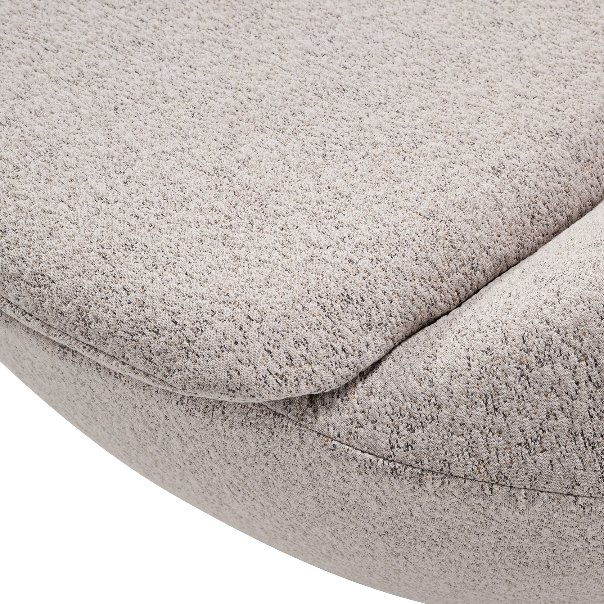 Close-Up Detail of Stella Swivel Lounge Chair's Light Gray Fabric, Showing Textured Weave and Comfort.