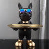 HD-14, 11.81''H, Bulldog Statue Storage Tray Ornament - Black