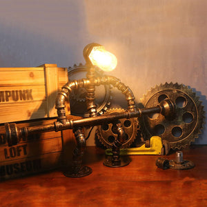 [Coming Soon] HD-53, 15''H, Retro Steampunk Water Pipe Man Table Lamp Water Pipe Man Table Lamp
