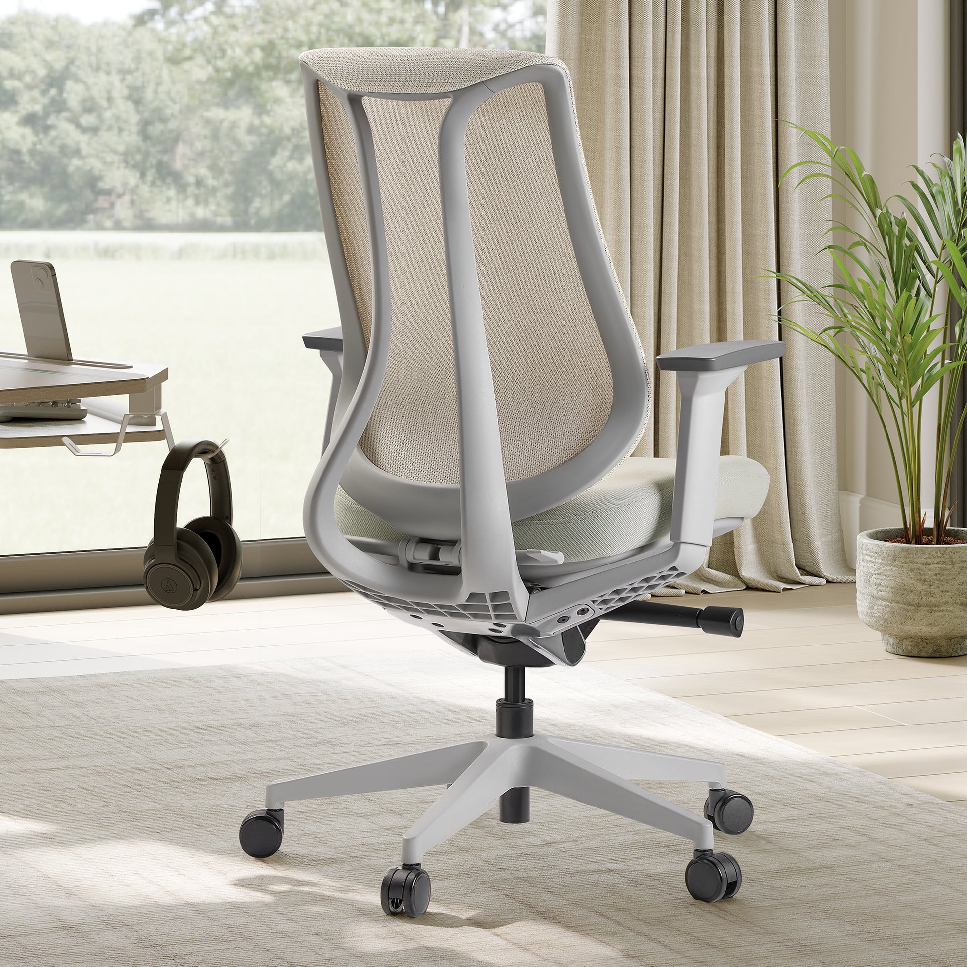 Eureka Ergonomic Lira,  Meah Ergonomic Office Chair, Light-Green Gray back view