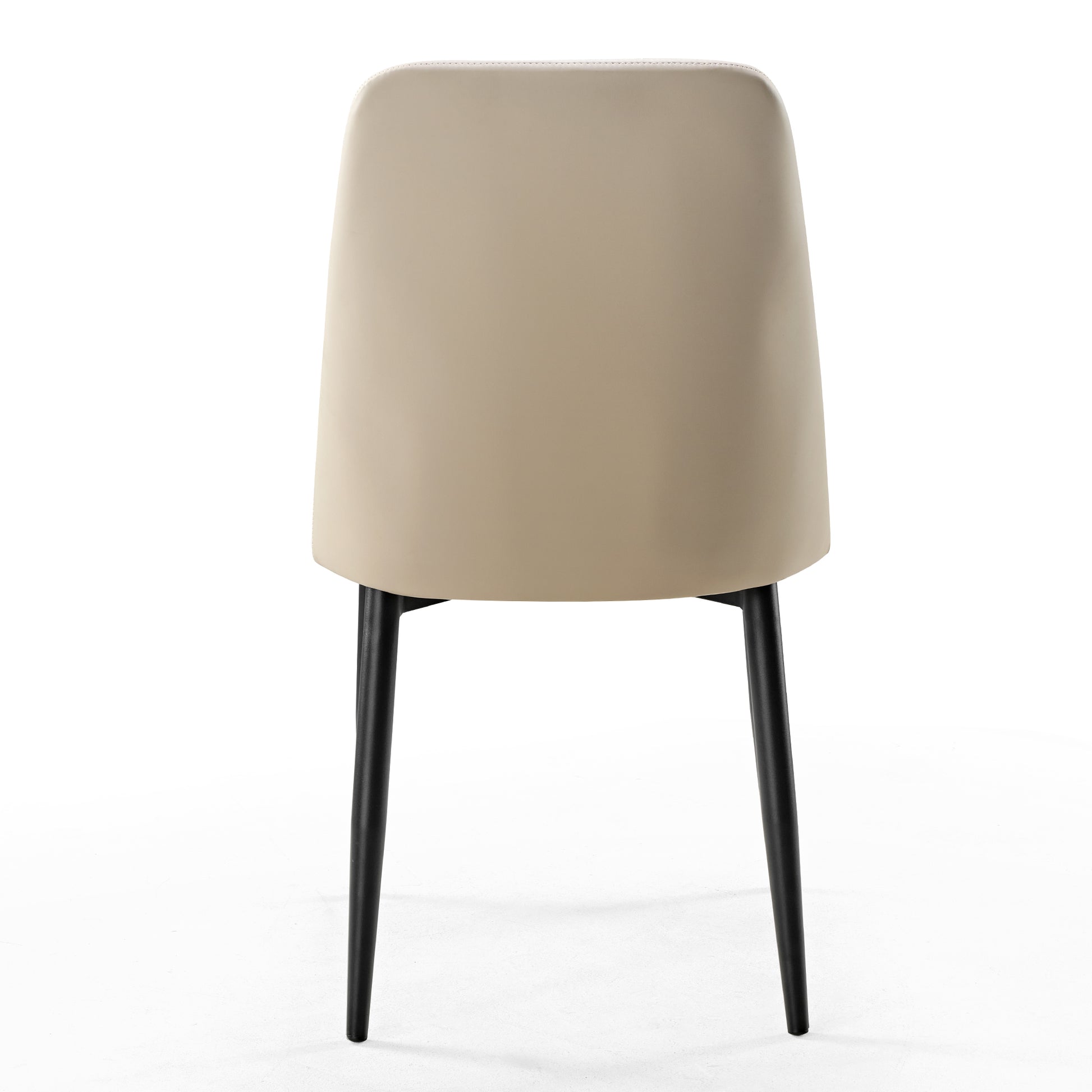 Off-White Chester Dining Chair, Pu Leather Upholstery, Black Legs, Modern Dining Room.