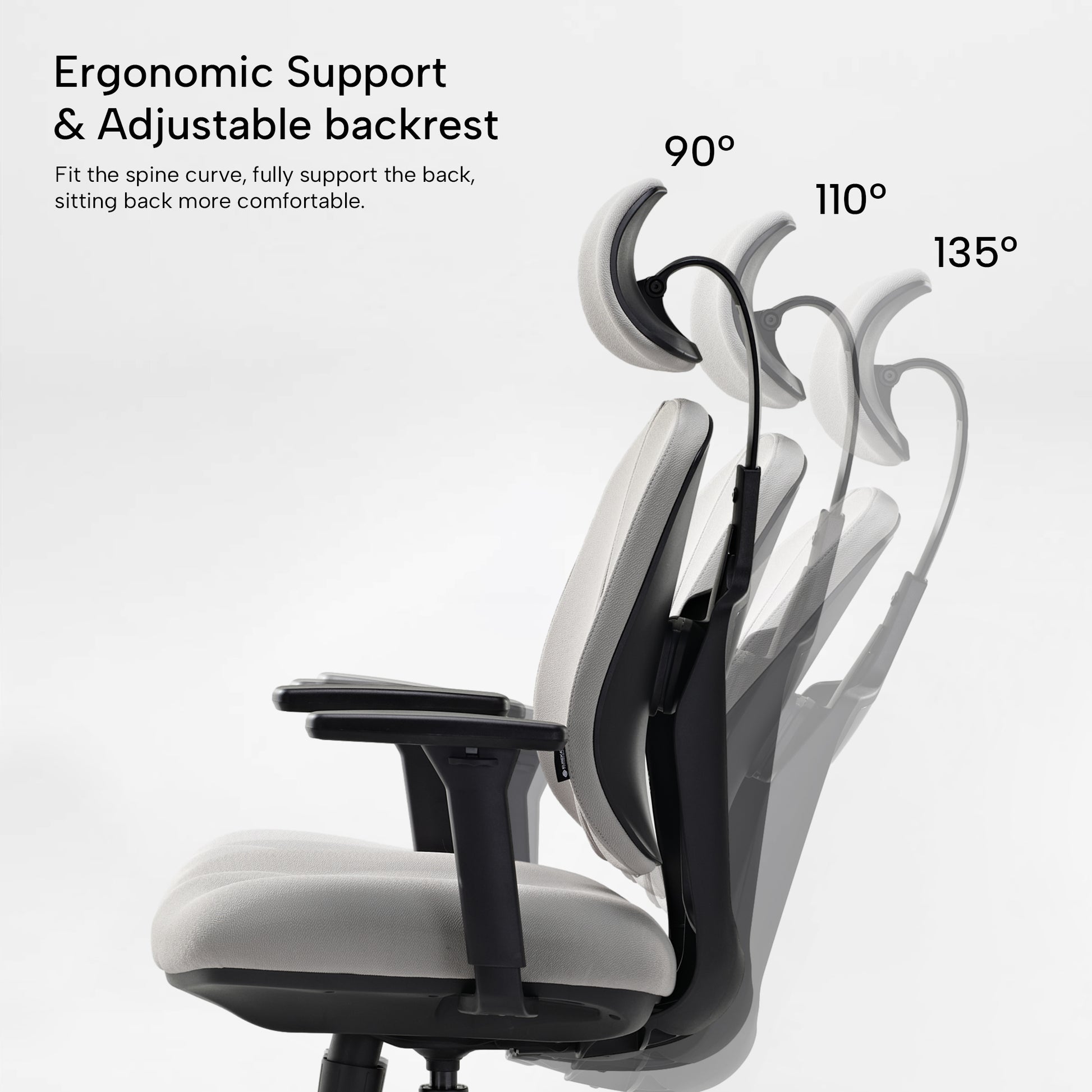 Flex Ergonomic Office Chair Demonstrating Adjustable Backrest Angles for Ergonomic Spine Support and Comfortable Posture.