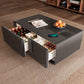 41 inch Black Smart Fridge Coffee Table with Bluetooth Speakers with Glass Top, Piano Black Sides Lifestyle