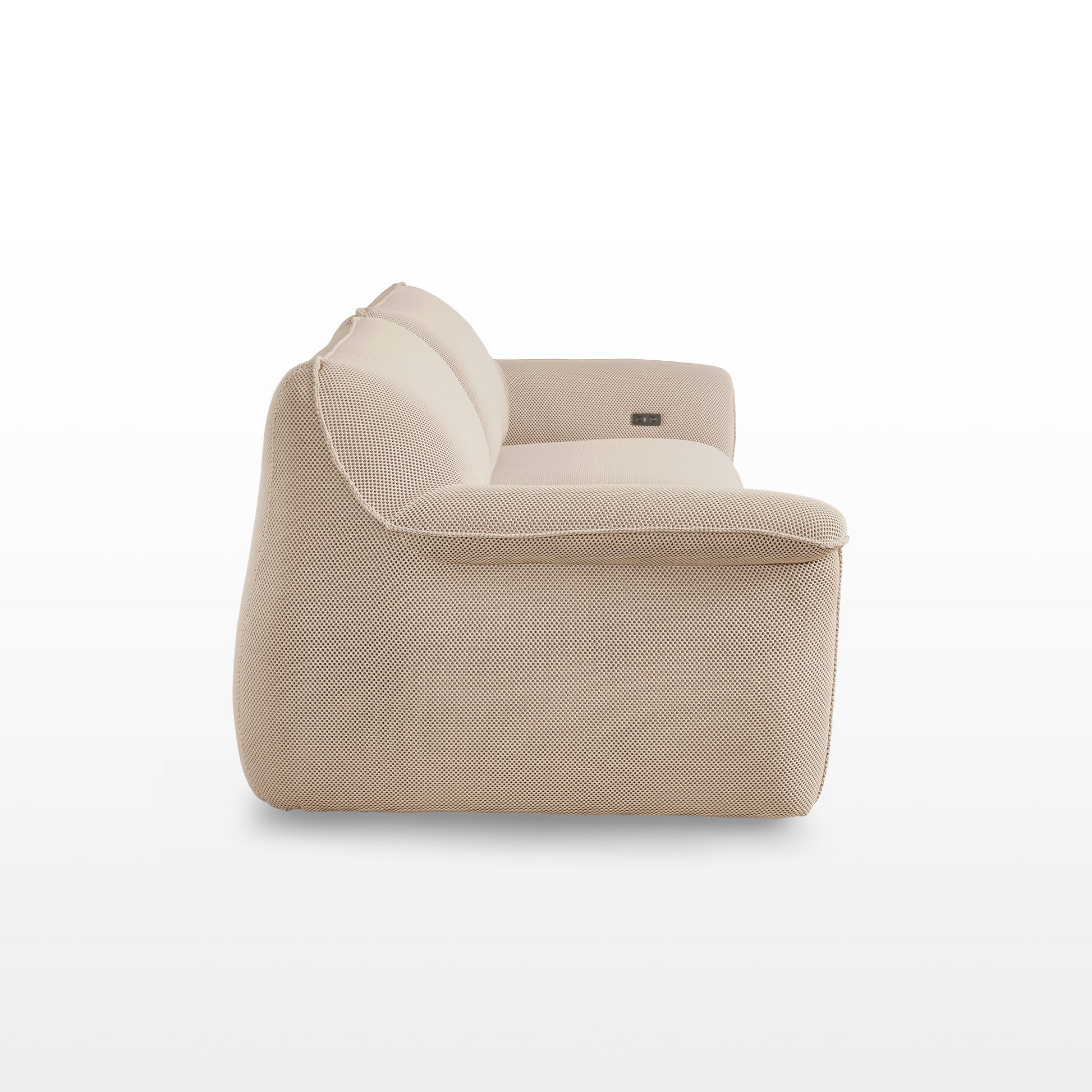 Vero Power Sleeper Sofa, Light Beige Techno 3D Mesh, Modern Modular Design, Breathable Fabric.