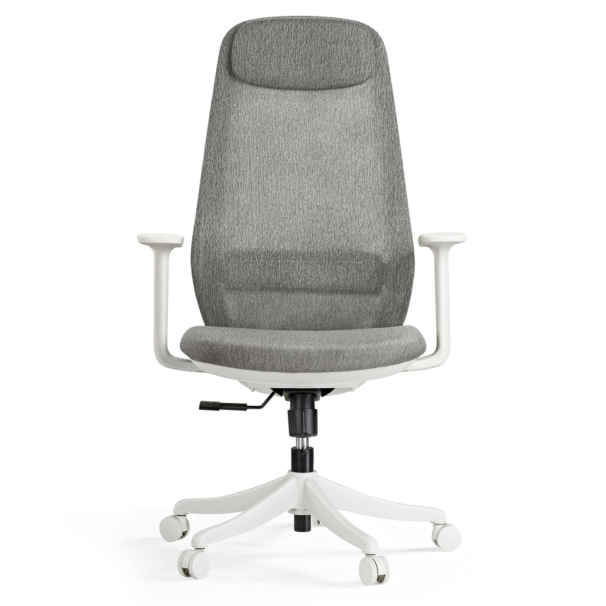 Skylar-Lite Duo Hue Ergonomic Office Chair With Grey Woven Fabric and White Frame.
