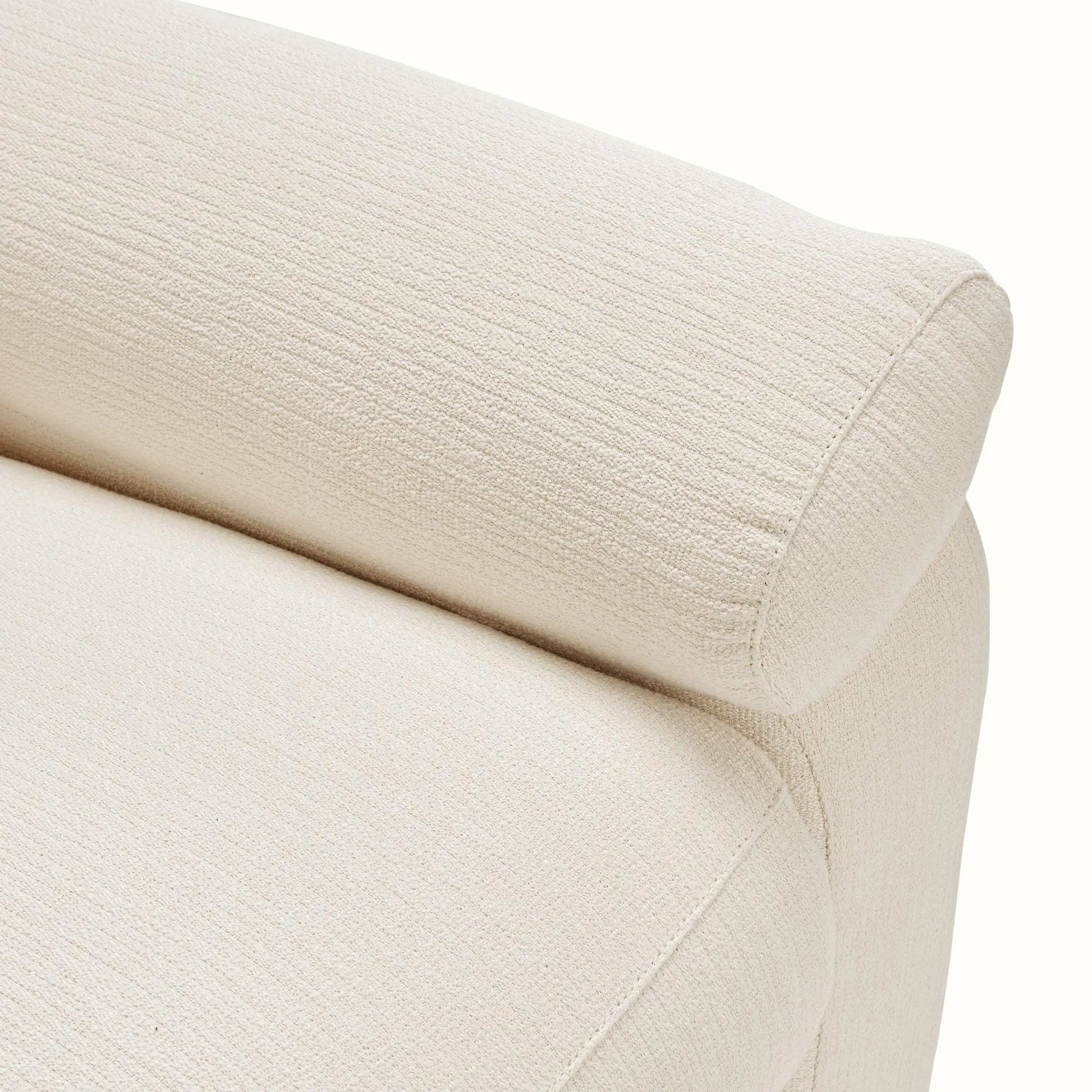 Beige Cotton-Linen Fabric Detail of Henry-Armrest Zero Gravity Recliner Chair Armrest, Highlighting Texture and Stitching.