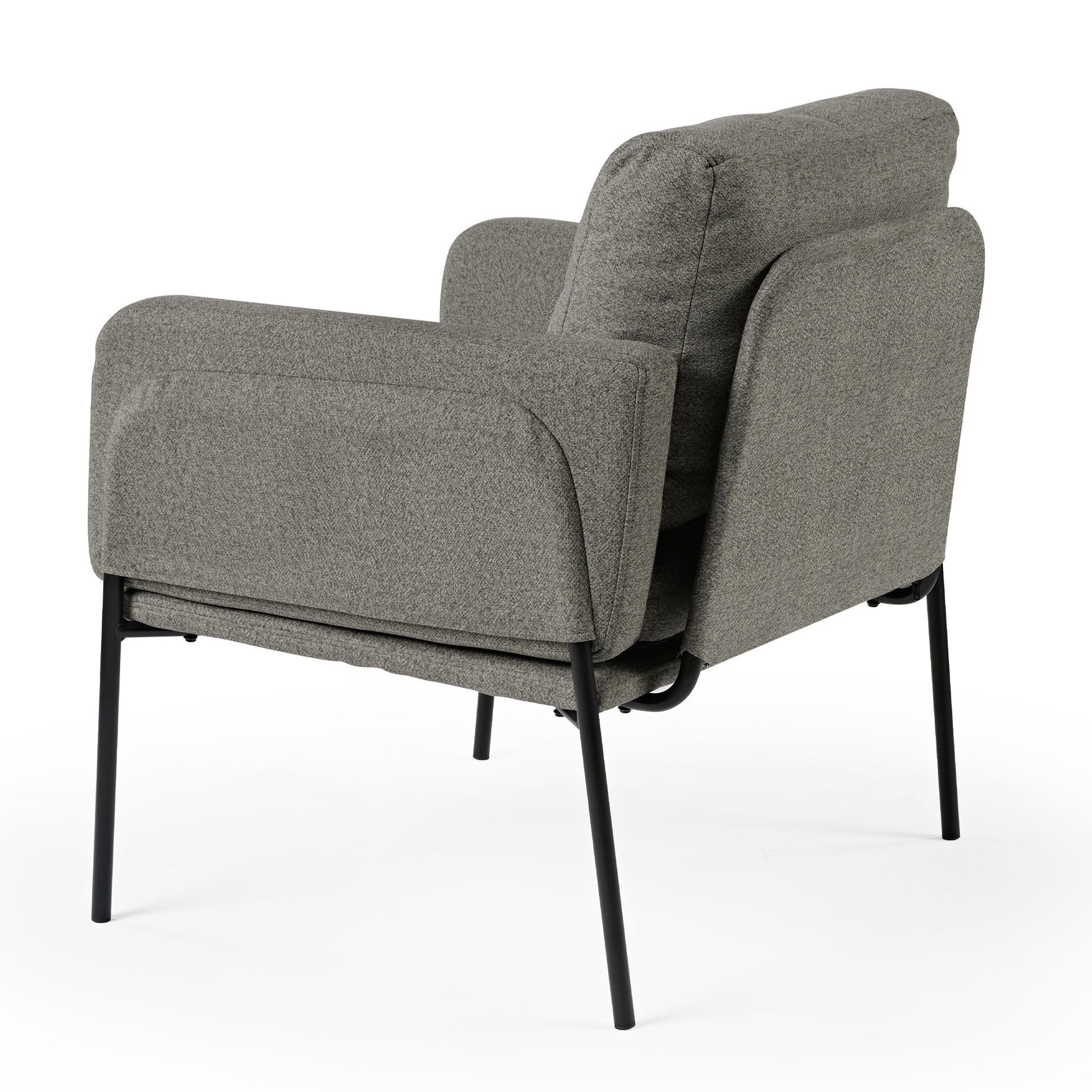 Weston Ant Fabric Lounge Chair in Gray Fabric, Modern Design With Black Metal Legs, Comfortable and Stylish.