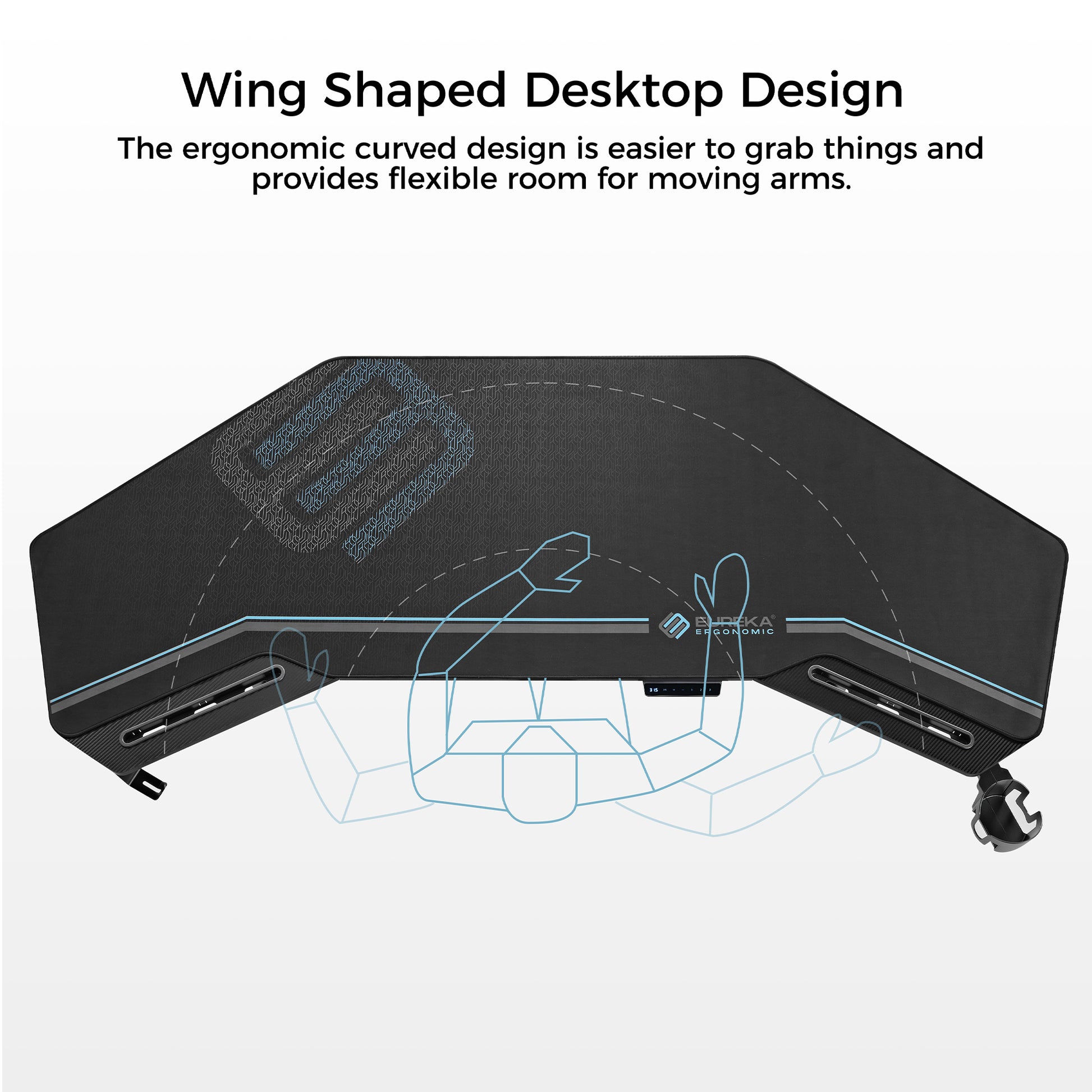 Eureka Ergonomic Wing-Shaped Standing Desk, Ergonomic Design for Flexible Arm Movement, Black Desk.